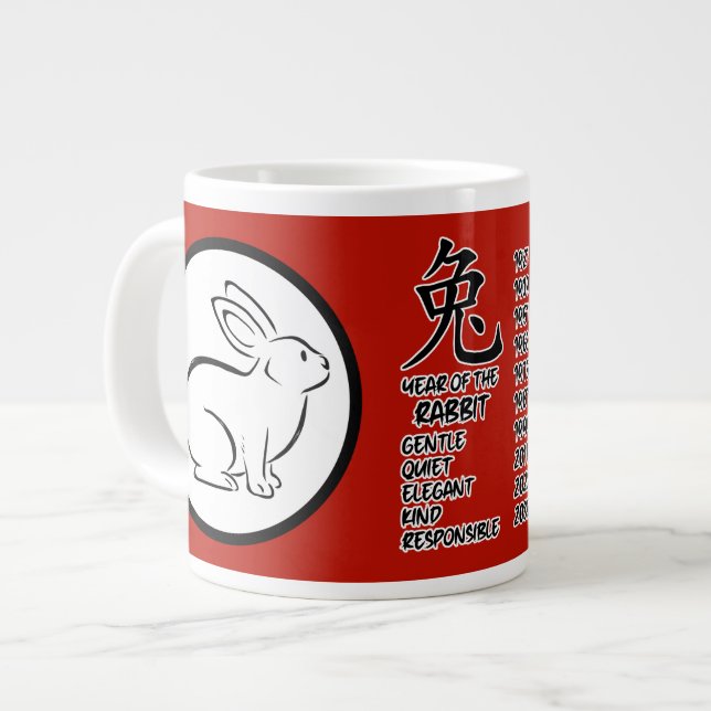 Chinese Zodiac Rabbit Jumbo Mug (Front Left)