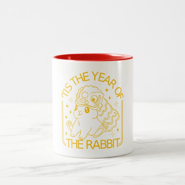Chinese Zodiac Rabbit Two-Tone Coffee Mug (Center)