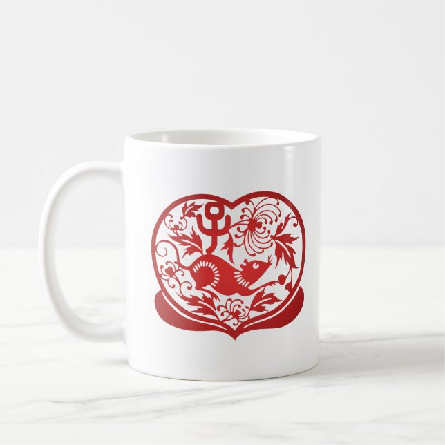 Chinese Zodiac Rat Paper Cutting Coffee Mug (Left)