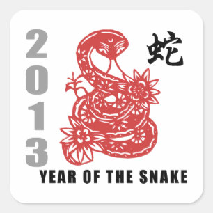 Chinese Zodiac Snake 2013 Square Sticker
