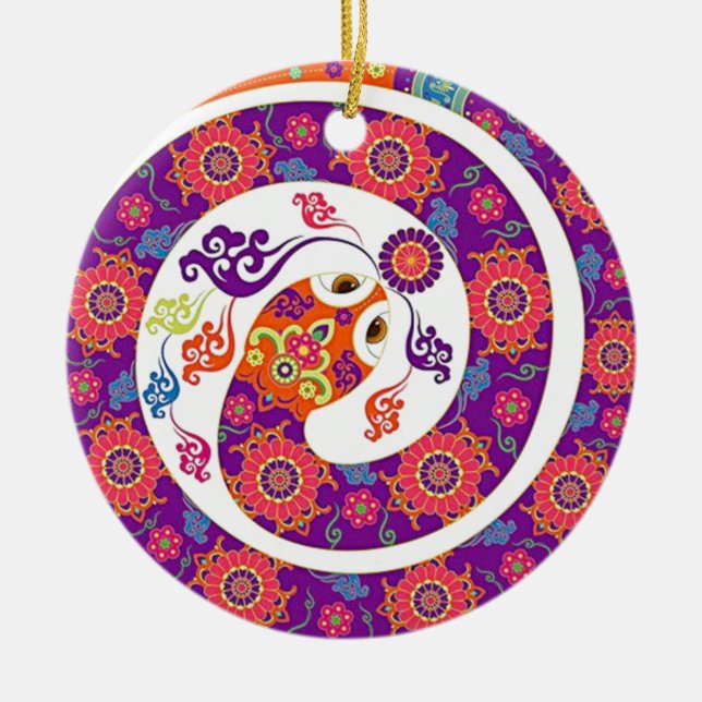 Chinese Zodiac Snake Colourful Series Ceramic Ornament (Front)