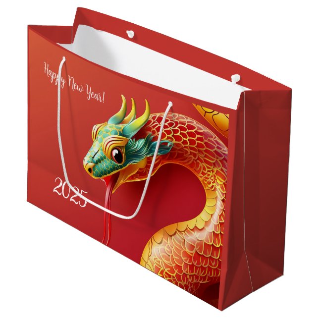 chinese zodiac symbol new year 2025 snake asian st large gift bag (Front Angled)