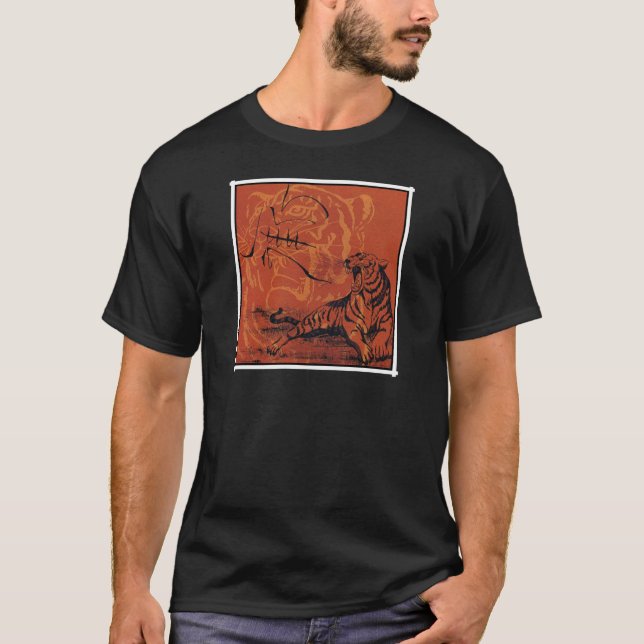 Chinese Zodiac Tiger Black T-Shirts (Front)