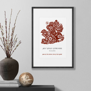 Chinese Zodiac Year Of Rabbit Birthday Print Gift