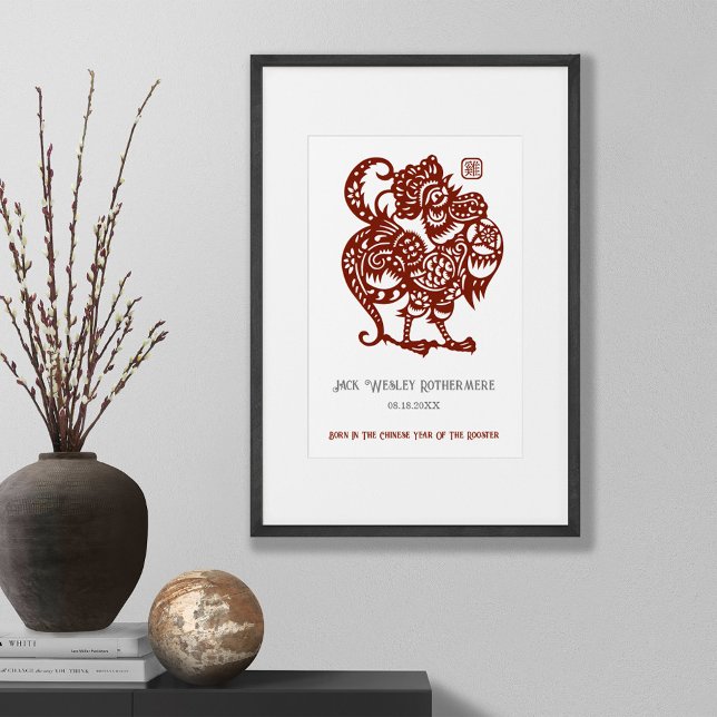 Chinese Zodiac Year Of Rooster Birthday Print Gift (Creator Uploaded)