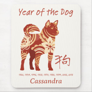 Chinese Zodiac Year Of The Dog Animal Sign  Mouse Pad