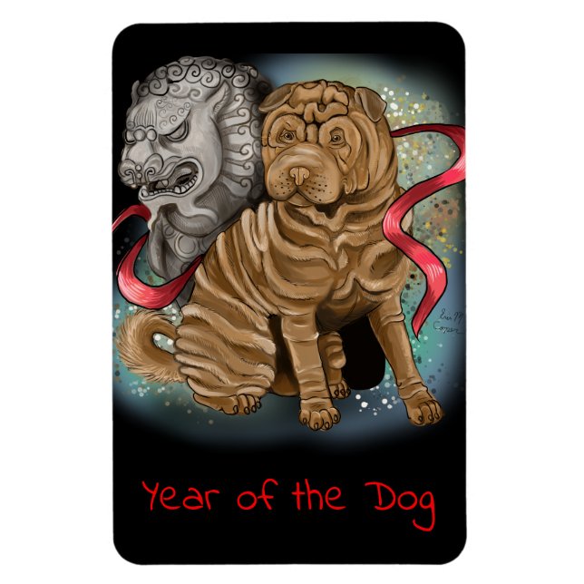 Chinese Zodiac Year of the Dog Magnet (Vertical)