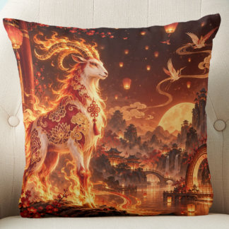 Chinese Zodiac Year of the Goat Throw Pillow