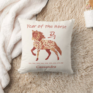 Chinese Zodiac Year Of The Horse Animal Sign  Throw Pillow