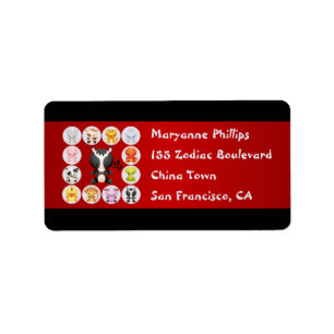 Chinese Zodiac Year of the Horse Red and Black Label