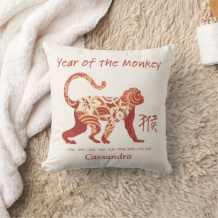 Chinese Zodiac Year Of The Monkey Animal Sign  Throw Pillow