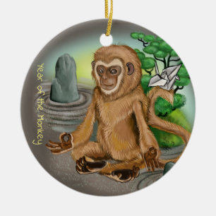 Chinese Zodiac Year of the Monkey Ceramic Ornament