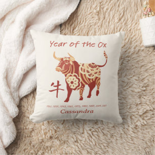 Chinese Zodiac Year Of The Ox Animal Sign  Throw Pillow