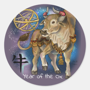 Chinese Zodiac Year of the Ox Classic Round Sticker
