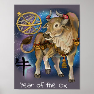 Chinese Zodiac Year of the Ox Poster