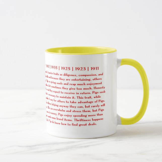 CHINESE ZODIAC YEAR OF THE PIG MUG (Right)