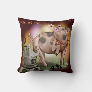 Chinese Zodiac Year of the Pig Throw Pillow