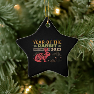 Chinese Zodiac Year of the Rabbit 2023 Ceramic Ornament