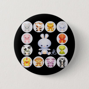 Chinese Zodiac Year of the Rabbit 2 Inch Round Button