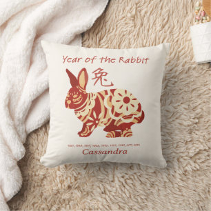 Chinese Zodiac Year Of The Rabbit Animal Sign Throw Pillow