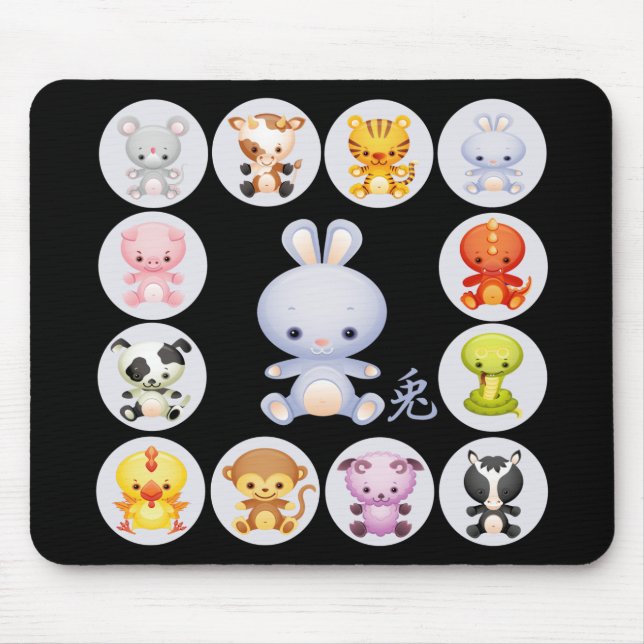 Chinese Zodiac Year of the Rabbit Mouse Pad (Front)