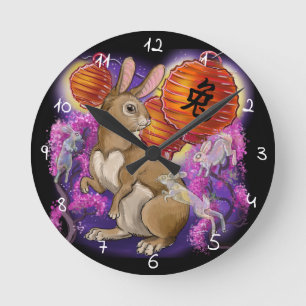 Chinese zodiac year of the rabbit round clock