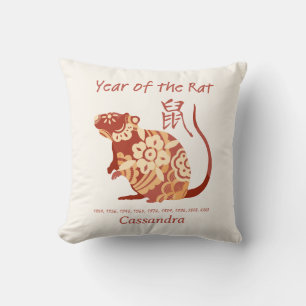 Chinese Zodiac Year Of The Rat Animal Sign Throw Pillow