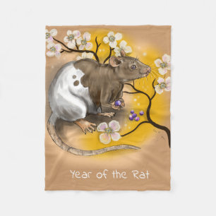 Chinese Zodiac Year of the Rat Fleece Blanket