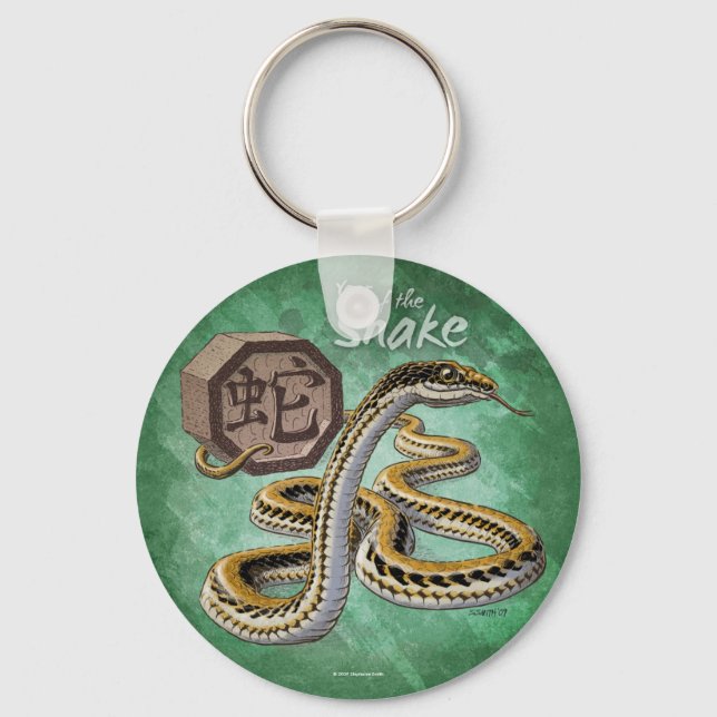 Chinese Zodiac Year of the Snake Art Keychain (Front)