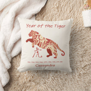 Chinese Zodiac Year Of The Tiger Animal Sign  Throw Pillow