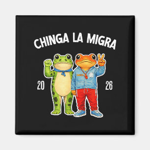 Chinga la migra funny frog protest graphic magnet