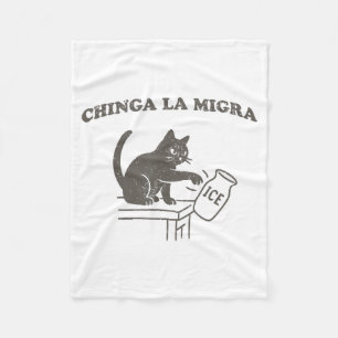 Chinga La Migra Immigration Abolish Ice Funny Cat  Fleece Blanket