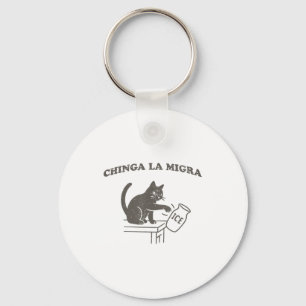 Chinga La Migra Immigration Abolish Ice Funny Cat  Keychain