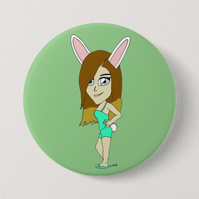 Chini Bunny girl  3 Inch Round Button (Front)