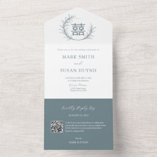 Chinois moderne tout en un Faire-part de mariage