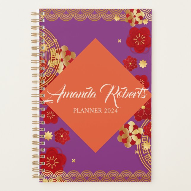 Chinois Nouvel An 2024 Florssom Flowers Planner (Devant)
