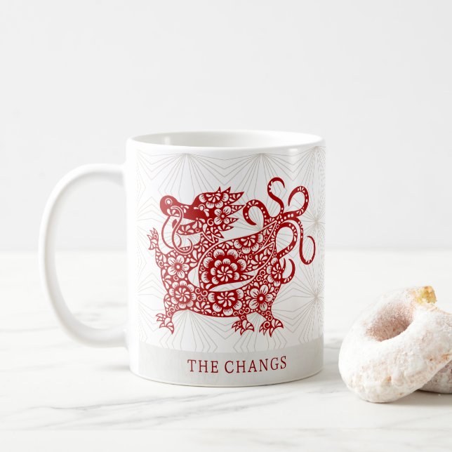 Chinois Nouvel An Dragon Lunaire Mug Personnalisé (Avec donut)