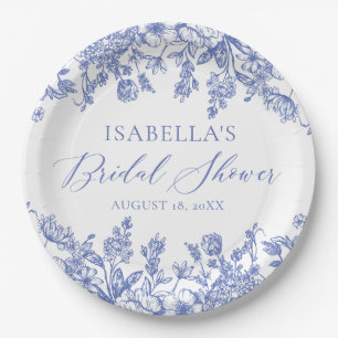 Chinoise French Victorian Blue Bridal Shower Paper Plate