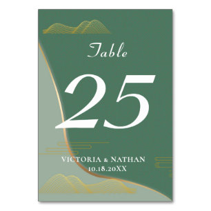 Chinoiserie Abstract Cloud Pattern Gold Line Table Table Number