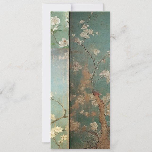 Chinoiserie Antiqued Green & Apple Blossoms 1 Invitation (Front)