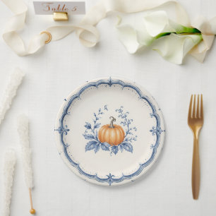 Chinoiserie Autumn Pumpkin  Paper Plate