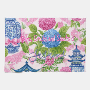 Chinoiserie Bams Cracks and Snacks Custom Mahjong Kitchen Towel