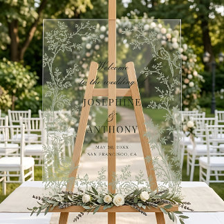 Chinoiserie Bienvenue Mariage Floral Vert Sauge