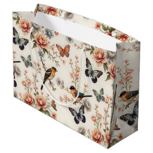 Chinoiserie Bird and Butterfly Harmony Large Gift Bag