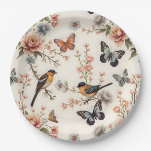 Chinoiserie Bird and Butterfly Harmony Paper Plate