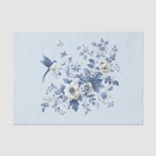 Chinoiserie Bird and Floral Blue Tissue Paper