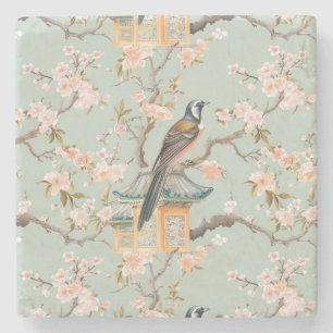 Chinoiserie Bird & Blossom Marble Stone Coaster