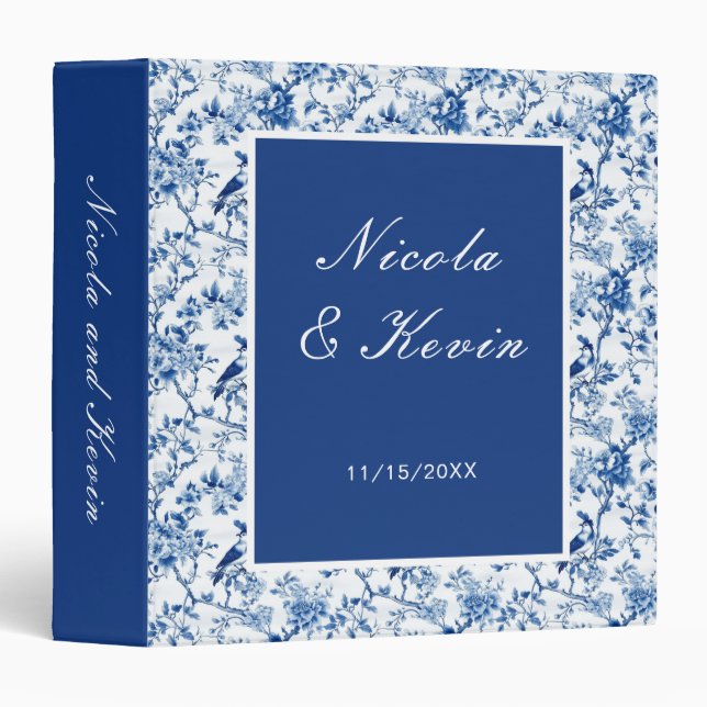 Chinoiserie Birds and Flowers Wedding  Photo Album Binder (Front/Spine)