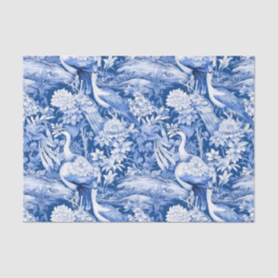 Chinoiserie Birds Blue White Painting Decoupage Tissue Paper