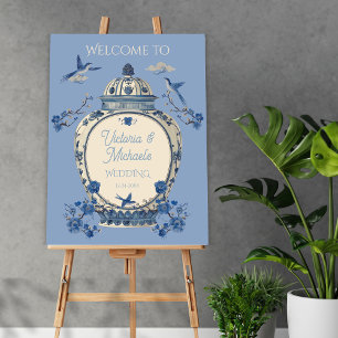 Chinoiserie Birds Floral Jar Welcome Sign